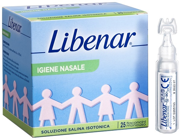 SOLUZIONE SALINA ISOTONICA 0,9% LIBENAR PER IGIENE NASALE 25 FLACONCINI MONOUSO X 5 ML - Farmapre