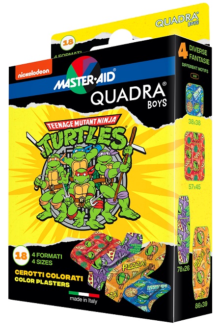 CEROTTO MASTER-AID QUADRA BOYS NINJA TURTLES ASSORTITI 18 PEZZI - Farmapre