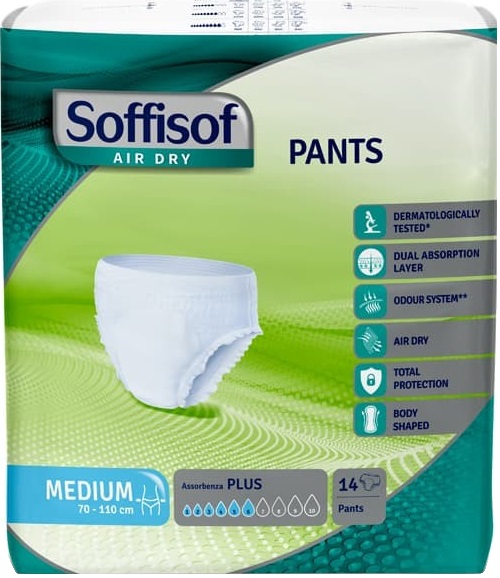 PANNOLONE PER INCONTINENZA SOFFISOF AIR DRY PANTS EXTRA MEDIUM 9 PEZZI - Farmapre