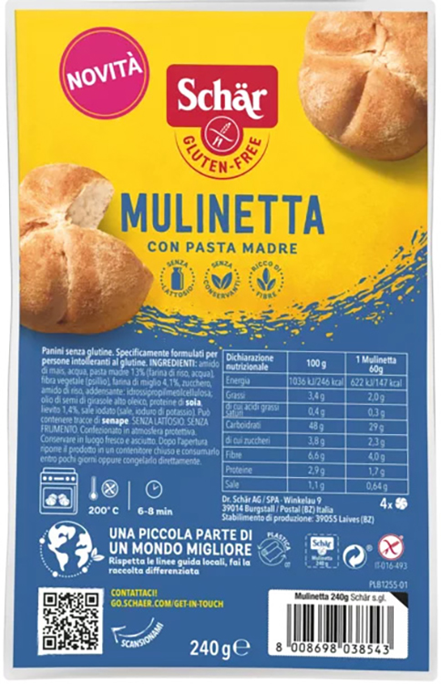 SCHAR MULINETTA 4 PEZZI DA 60 G - Farmapre