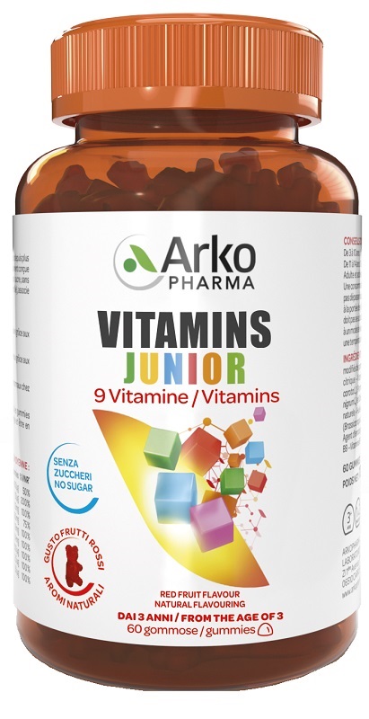 VITAMINS JUNIOR 60 GUMMIES SENZA ZUCCHERI GUSTO FRUTTI ROSSI - Farmapre