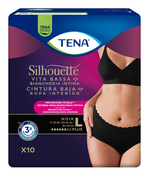 PANNOLONE A MUTANDINA ASSORBENTE TENA SILHOUETTE NOIR L VITA BASSA 10 PEZZI - Farmapre
