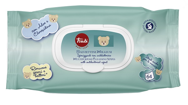 TRUDI BABY CARE SALVIETTINE IGIENIZZANTI ANTIBATTERICO 64 PEZZI - Farmapre