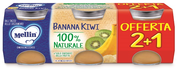 MELLIN OMOGENEIZZATO BANANA KIWI 3 PEZZI DA 100 G - Farmapre