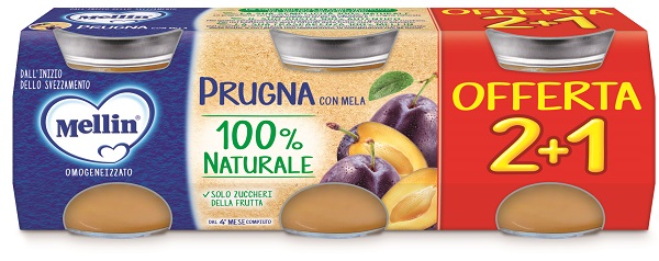 MELLIN OMOGENEIZZATO PRUGNA 3 PEZZI DA 100 G - Farmapre