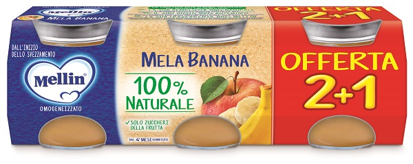 MELLIN OMOGENEIZZATO MELA BANANA 3 PEZZI DA 100 G - Farmapre