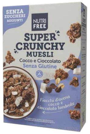 NUTRIFREE SUPER CRUNCHY MUESLI COCCO E CIOCCOLATO SENZA ZUCCHERI AGGIUNTI 300 G - Farmapre
