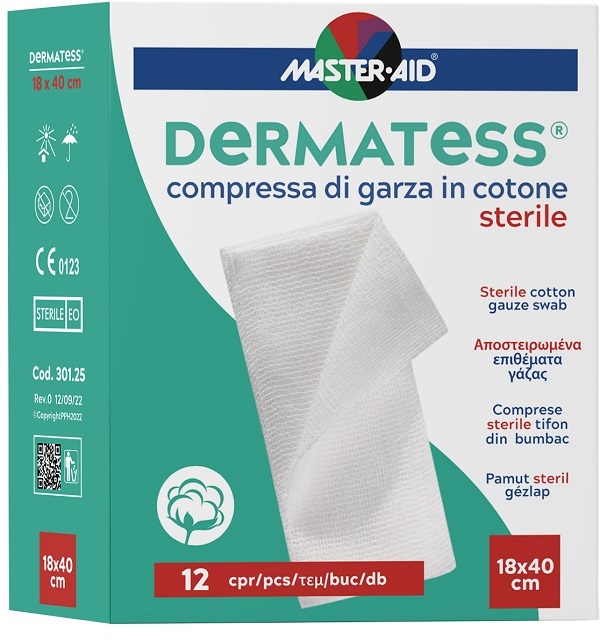 GARZA IDROFILA DERMATESS COTONE 18X40 12 PEZZI - Farmapre