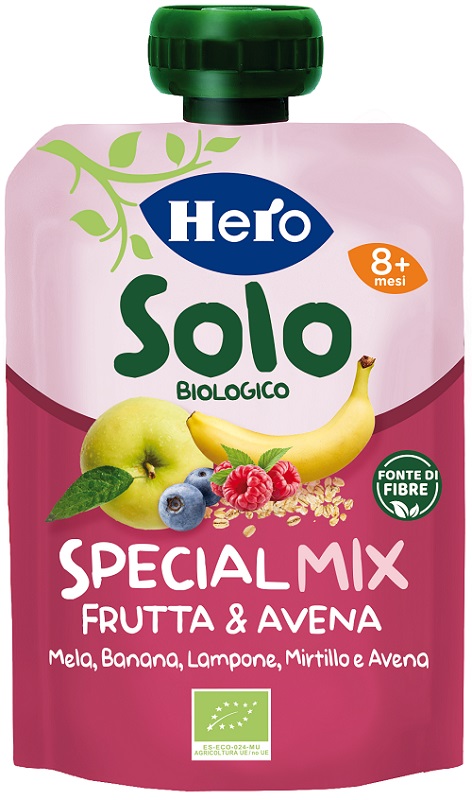 HERO SOLO POUCH MELA BANANA LAMPONE MIRTILLO & AVENA 100 G - Farmapre