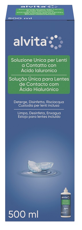 SOLUZIONE UNICA LENTI A CONTATTO CON ACIDO IALURONICO ALVITA 500 ML - Farmapre