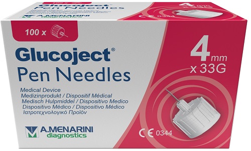 AGO PENNA INSULINA GLUCOJECT 4MM 33 GAUGE 100 PEZZI - Farmapre