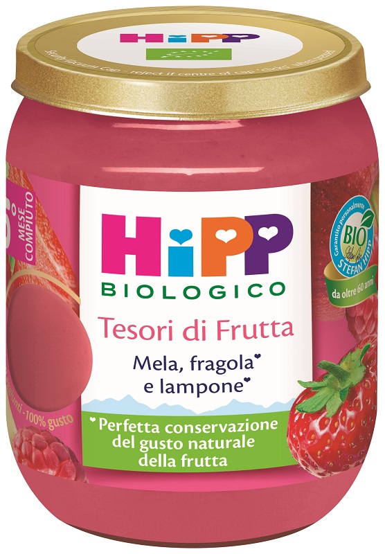 HIPP TESORI FRUTTA MELA FRAGOLA LAMPONE 160 G - Farmapre