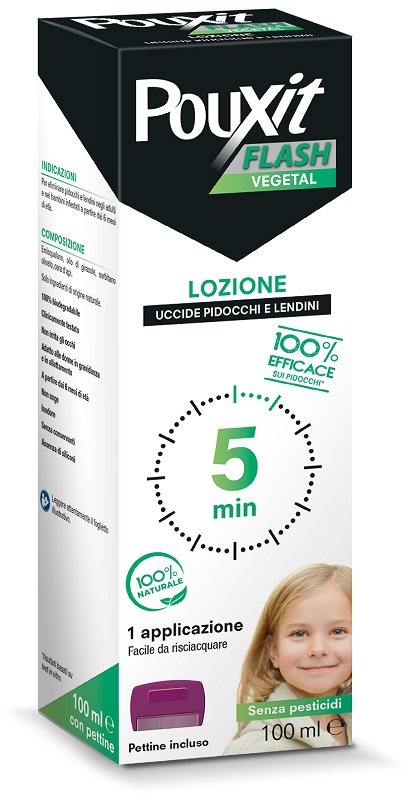 POUXIT FLASH VEGETAL LOZIONE PIDOCCHI E LENDINI 100 ML CON PETTINE - Farmapre