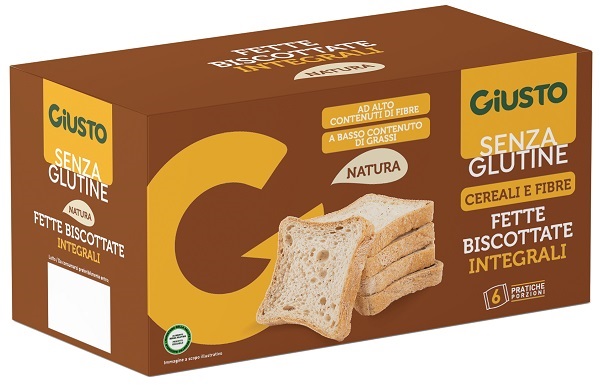 GIUSTO SENZA GLUTINE FETTE BISCOTTATE INTEGRALI 6 CONFEZIONI X 25 G - Farmapre