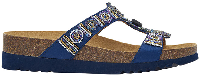 NEW BOGOTA' WEDGE SATIN+BEADS W NAVY BLUE/MULTI 38 - Farmapre