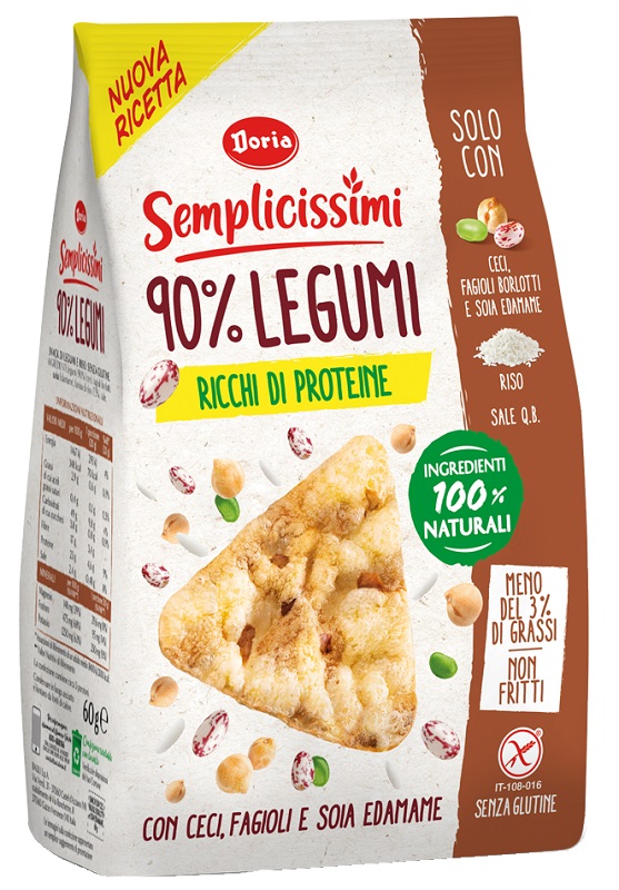 DORIA SEMPLICISSIMI SNACK 90% LEGUMI CECI-FAGIOLI-SOIA 60 G - Farmapre