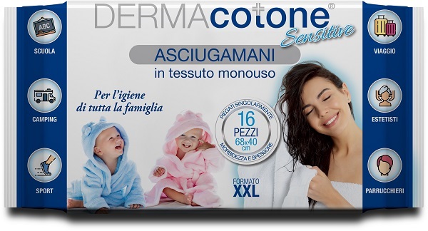 DERMACOTONE SENSITIVE ASCIUGAMANI XXL 68X40 CM 16 PEZZI - Farmapre