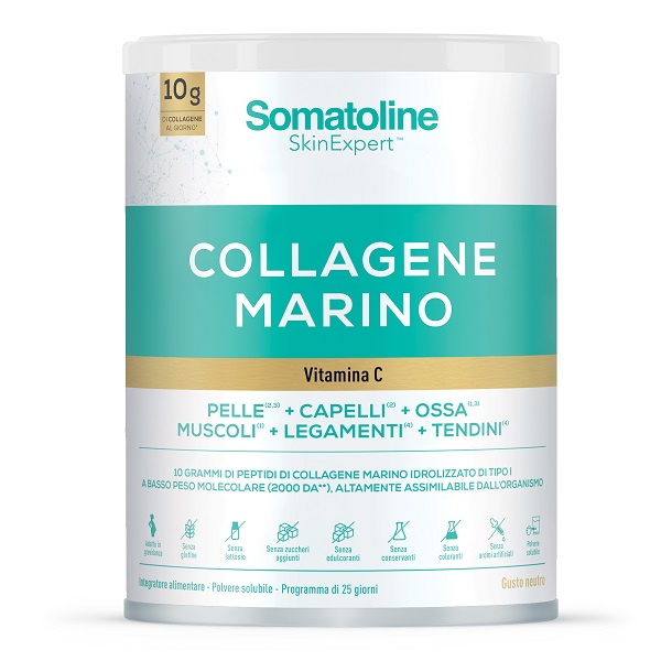 SOMATOLINE COLLAGENE MARINO 258 G SENZA GLUTINE SENZA LATTOSIO SENZA ZUCCHERI AGGIUNTI SENZA EDULCORANTI - Farmapre