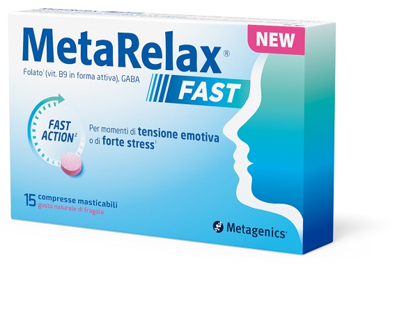 METARELAX FAST 15 COMPRESSE MASTICABILI GUSTO NATURALE DI FRAGOLA SENZA GLUTINE SENZA LATTOSIO CON EDULCORANTI - Farmapre