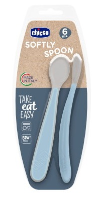 CHICCO CUCCHIAIO IN SILICONE DOPPIO AZZURRO 6M+ - Farmapre
