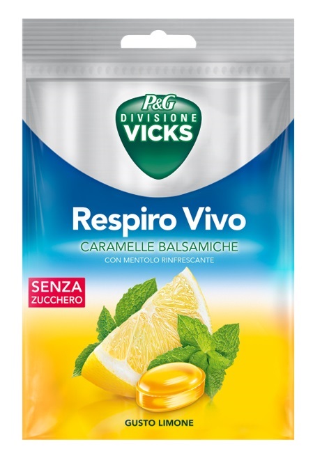 VICKS RESPIRO VIVO CARAMELLE BALSAMICHE LIMONE 72 G CON EDULCORANTI - Farmapre