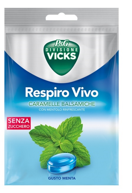 VICKS RESPIRO VIVO CARAMELLE BALSAMICHE MENTA 72 G CON EDULCORANTI - Farmapre